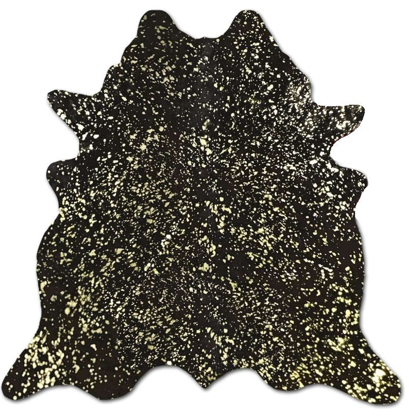 Dyed Black with Gold Metallic Cowhide