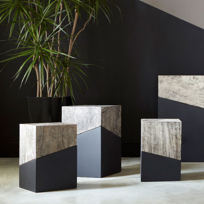 Tabouret gris géométrie