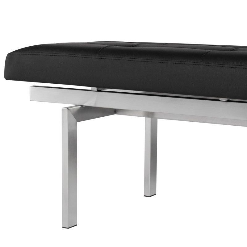 Banc à persiennes avec base en acier inoxydable