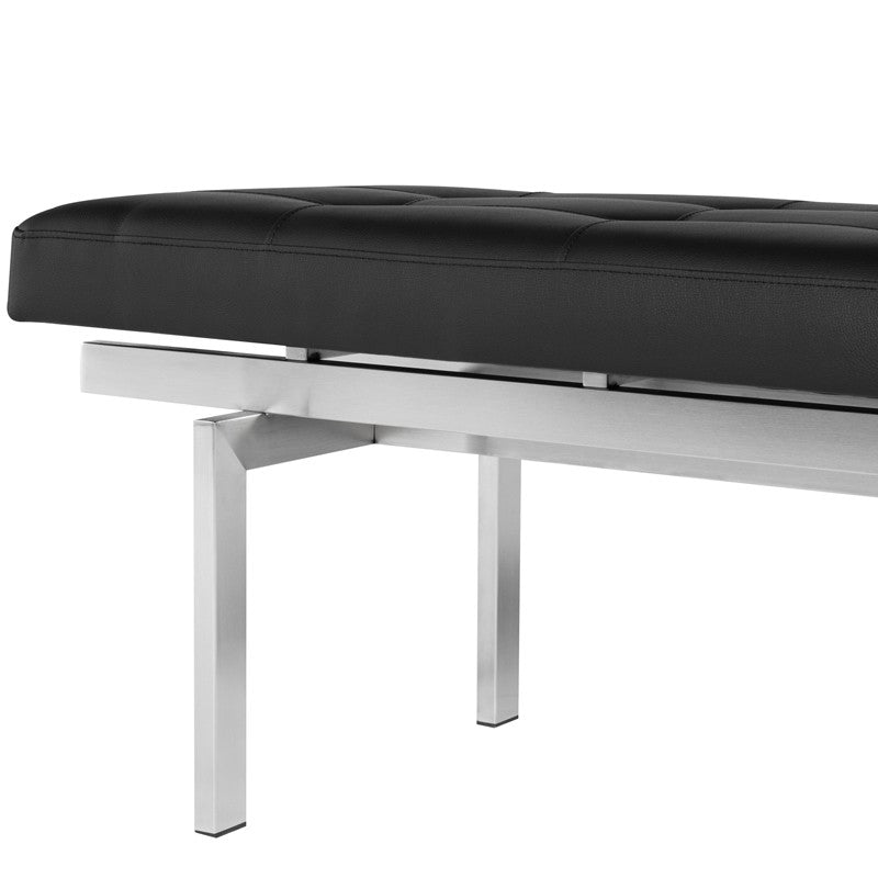 Banc à persiennes avec base en acier inoxydable