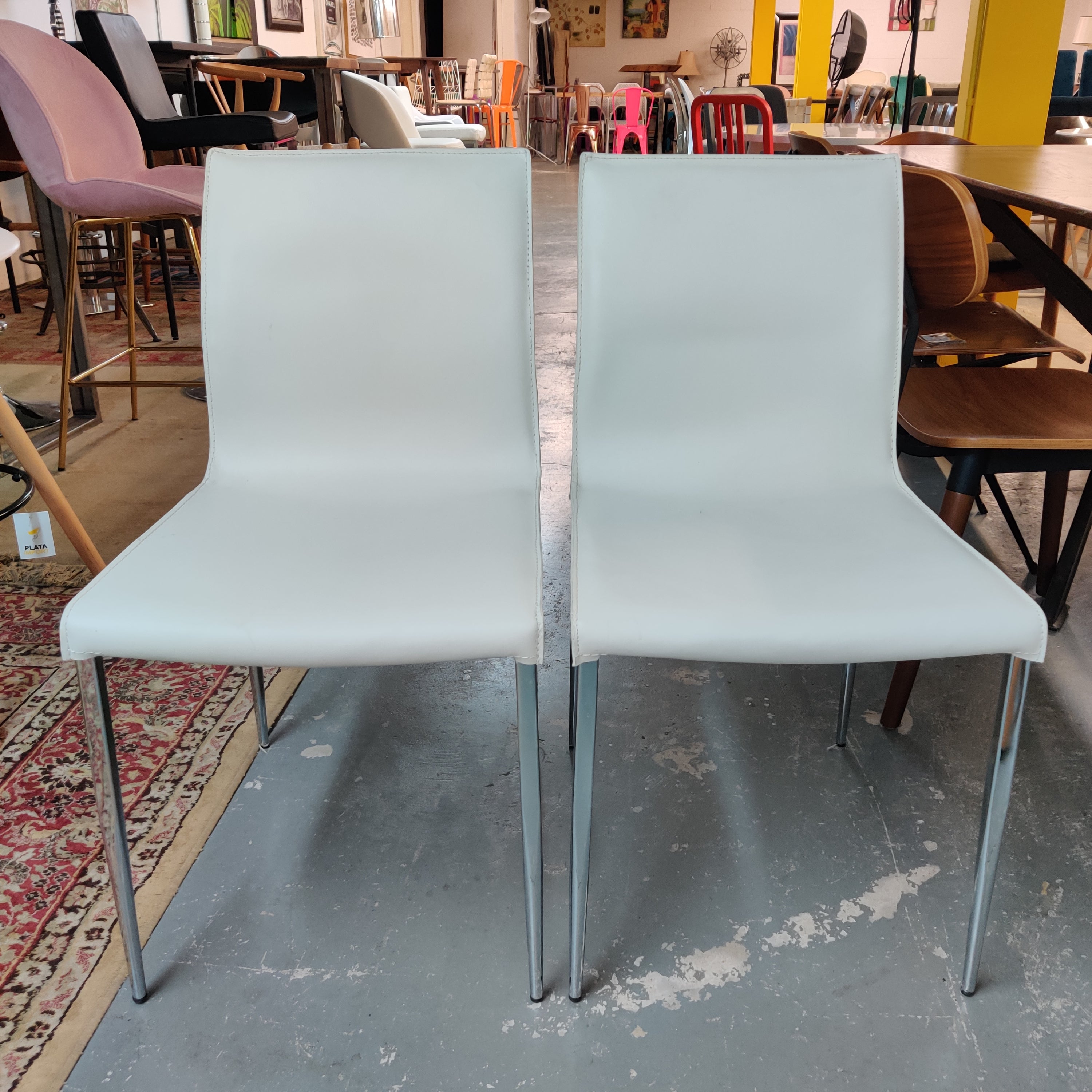 Chaises de salle à manger blanches - Ensemble de 2 | Modèle de sol