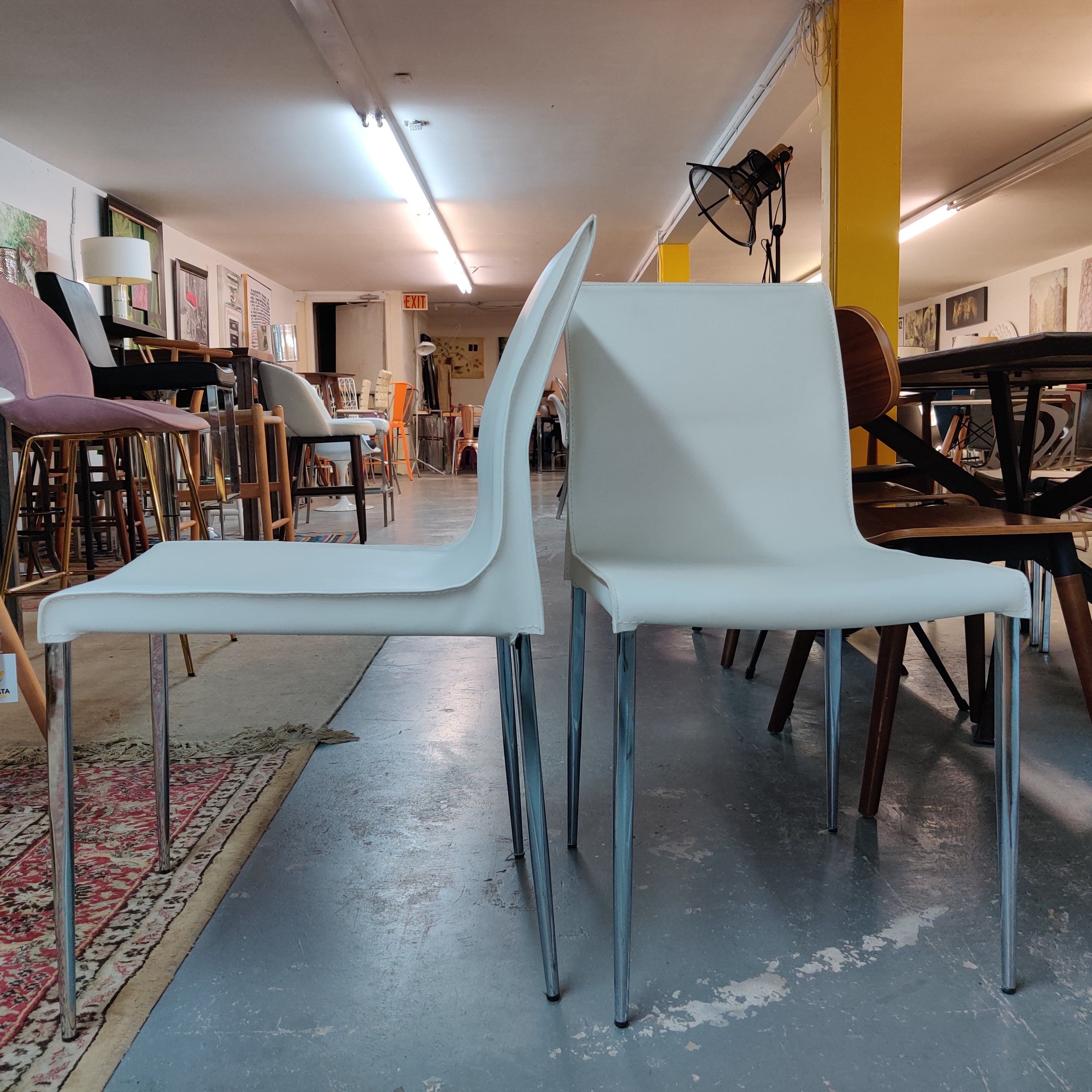 Chaises de salle à manger blanches - Ensemble de 2 | Modèle de sol
