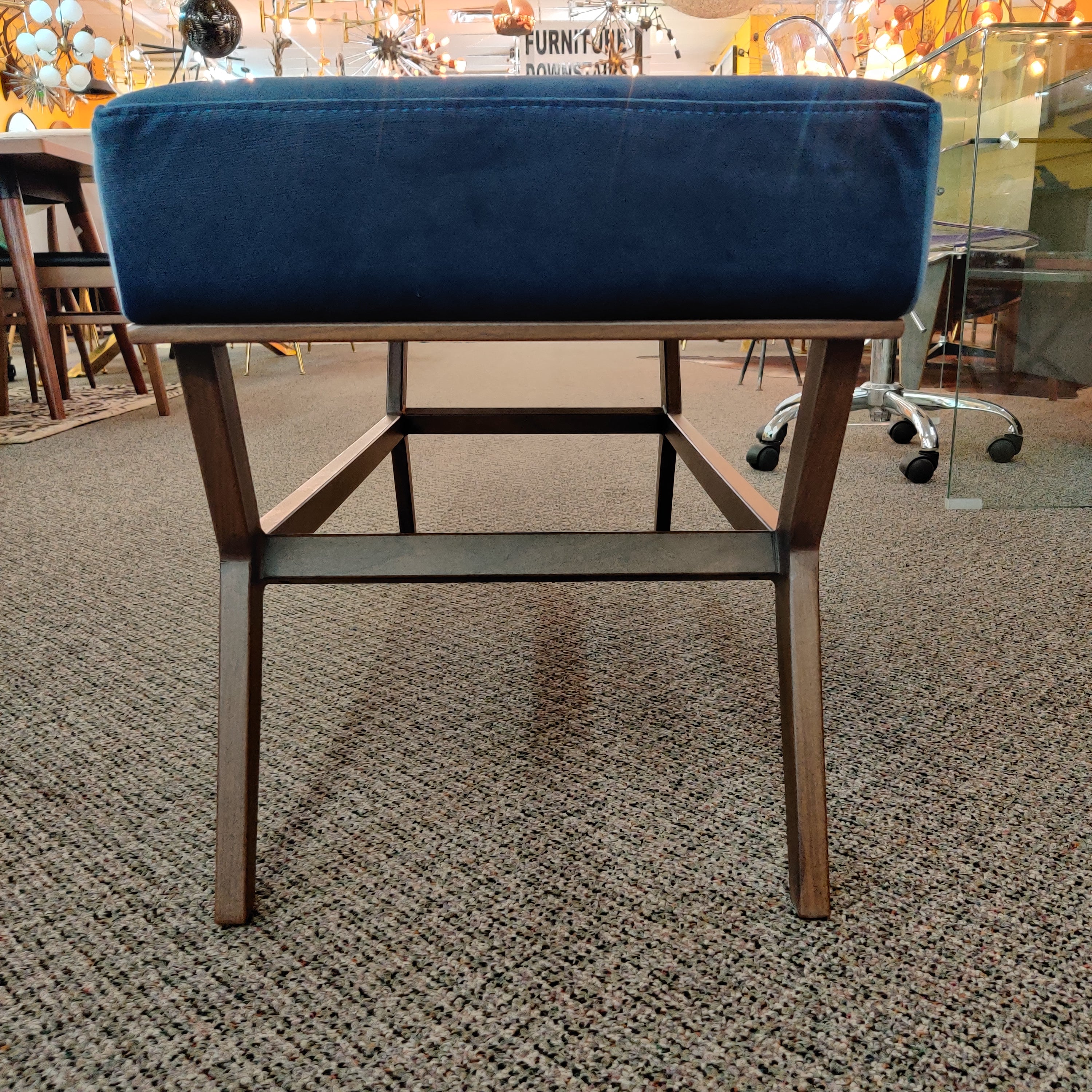 Velvet Bench w/ Wooden Legs | Floor Model