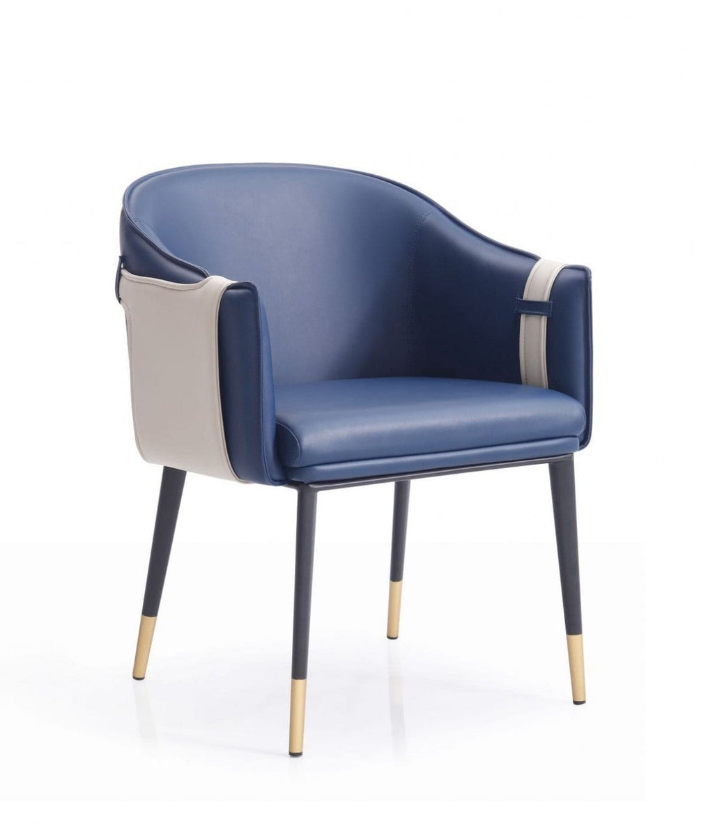 Modrest Calder Blue Beige Bonded Leather Dining Chair HCD