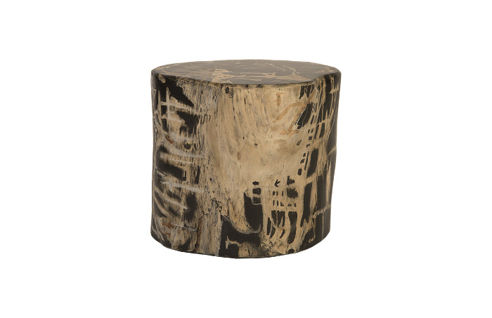 Patterned Round Cast Petrified Wood Stool