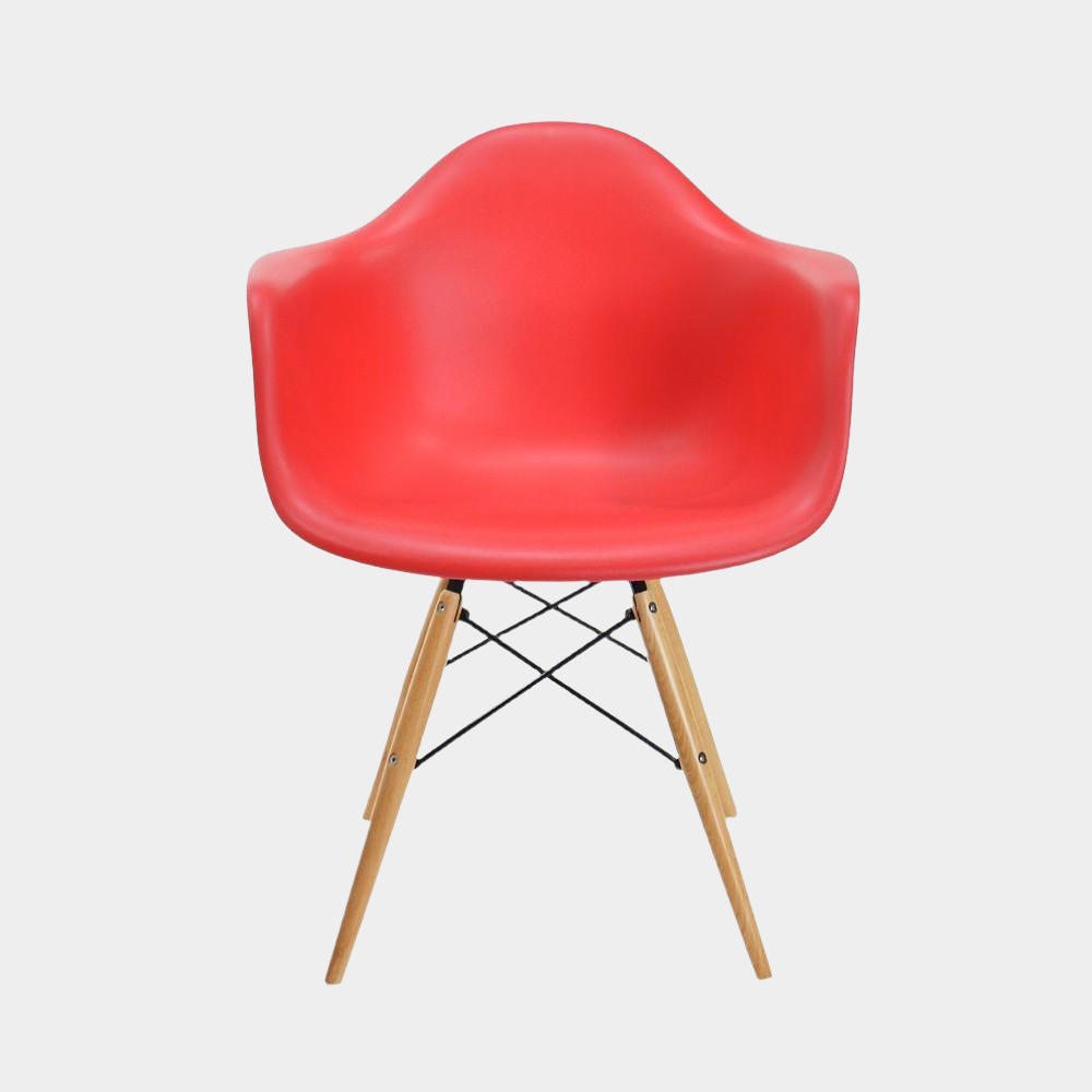 Fauteuil pour enfant en plastique moulé Eames - Pieds en bois