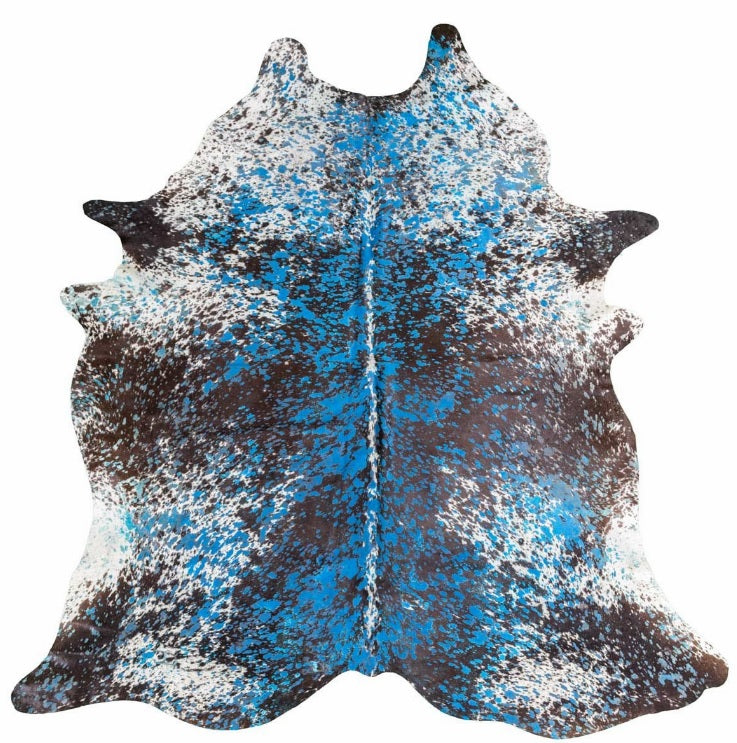 Noir sel et poivre avec cuir de vache métallisé turquoise
