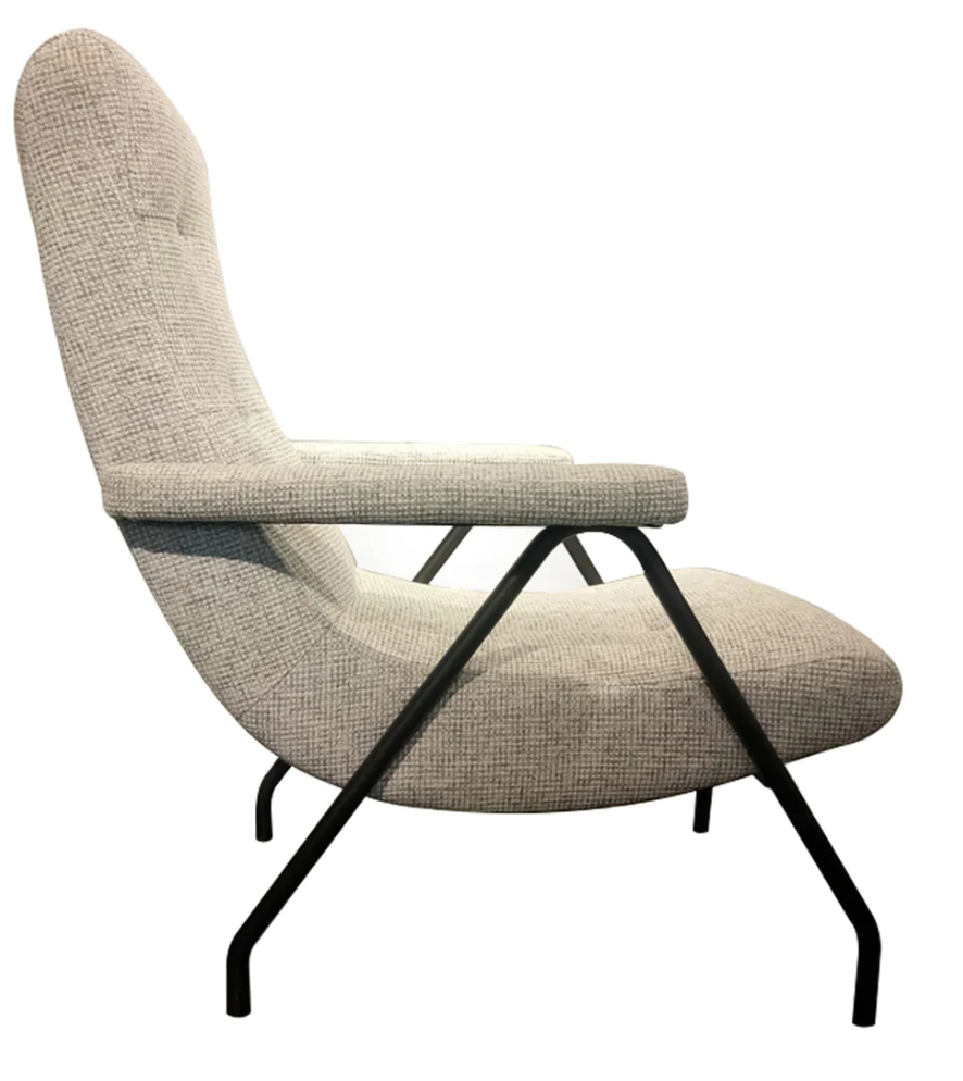 Chaise Longue Rétro - Tweed Gris Clair
