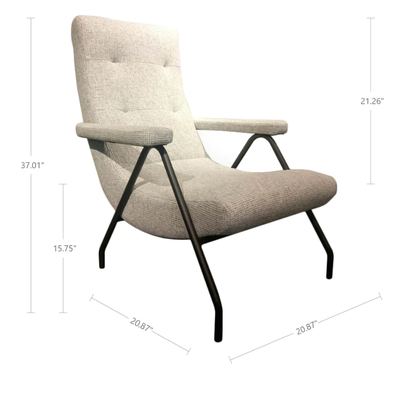 Chaise Longue Rétro - Tweed Gris Clair