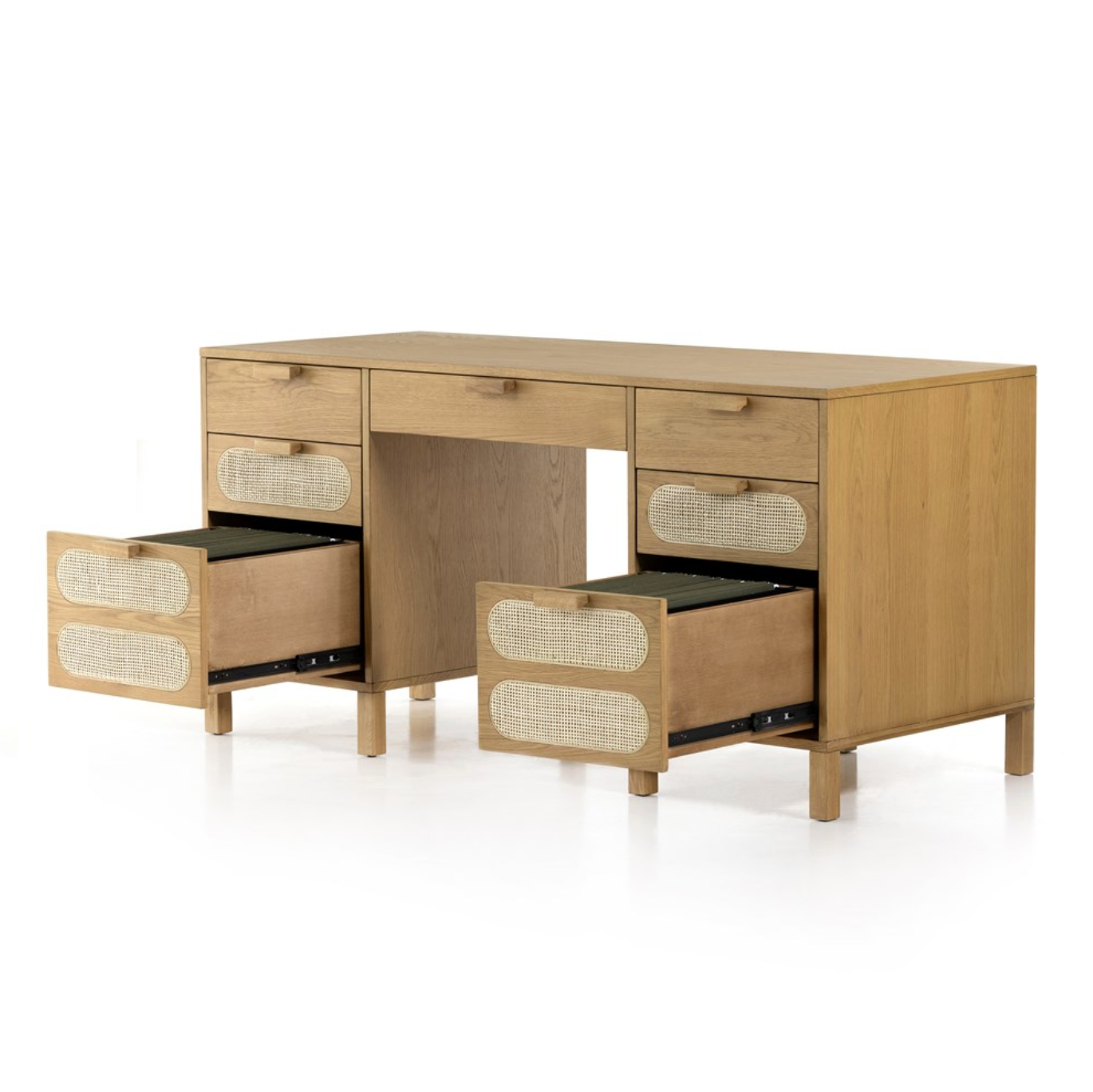 Allegra Executive Desk - Honey Oak Veneer