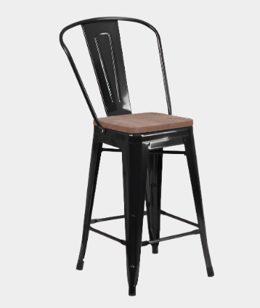 Tolix High Back w/ Wood Seat (Counter/Bar)