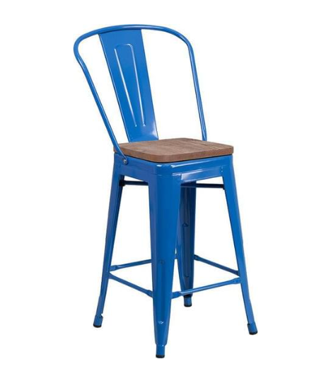 Tolix High Back w/ Wood Seat (Counter/Bar)