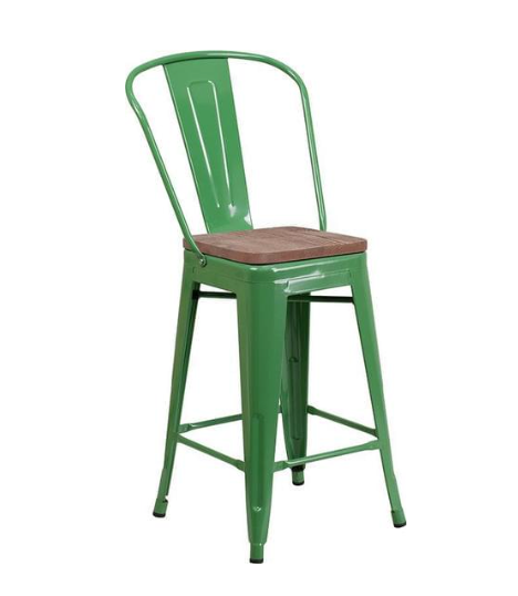 Tolix High Back w/ Wood Seat (Counter/Bar)