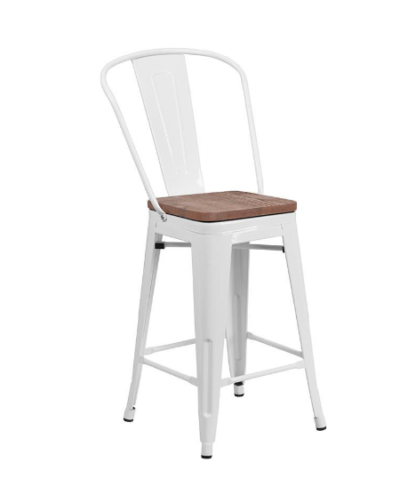 Tolix High Back w/ Wood Seat (Counter/Bar)