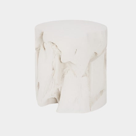 Tabouret rond en pierre blanche Slice