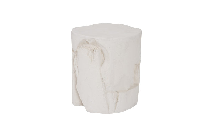 Tabouret rond en pierre blanche Slice