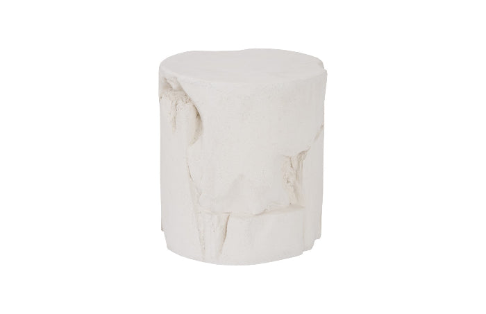 Tabouret rond en pierre blanche Slice