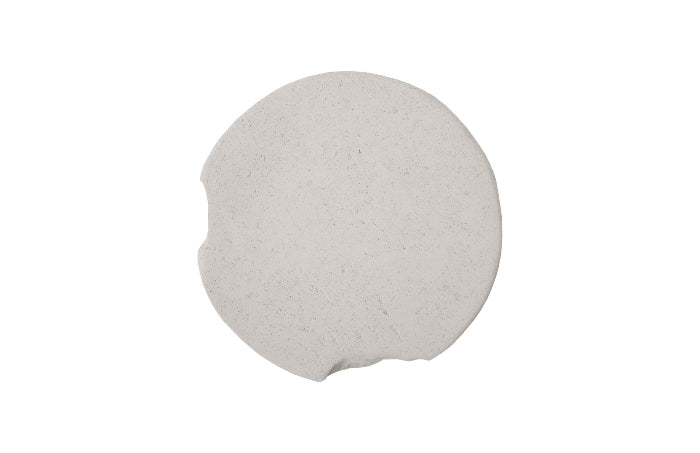 Tabouret rond en pierre blanche Slice