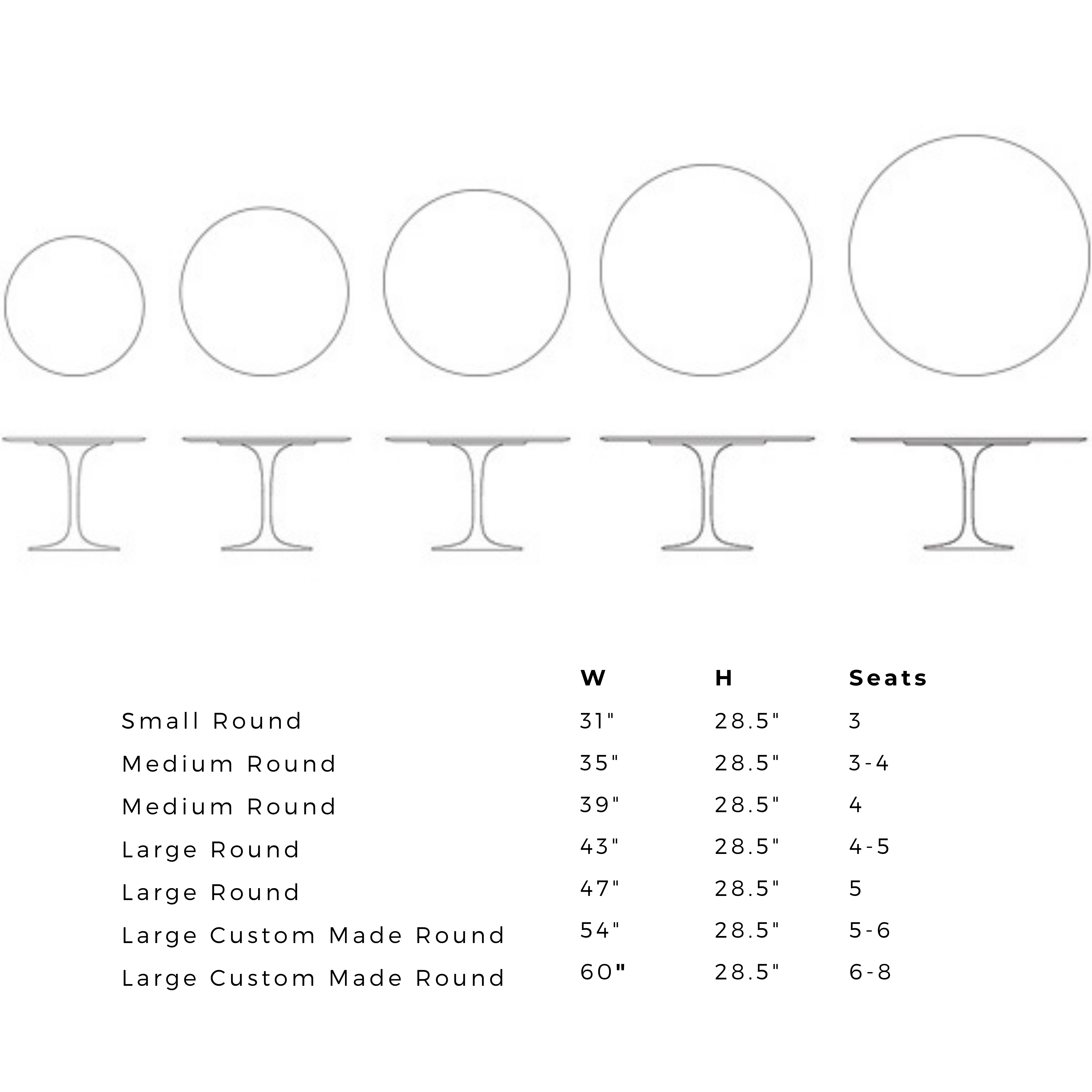 Table de salle à manger ronde tulipe Eero Saarinen (marbre de Carrare)