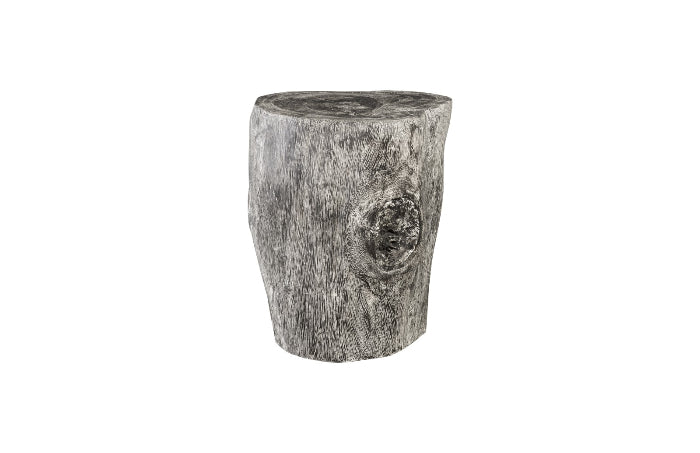 Tabouret Stump finition pierre grise, noir