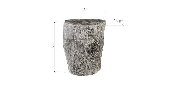 Tabouret Stump finition pierre grise, noir