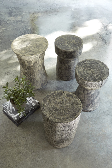 Stump Stool Gray Stone Finish, Black