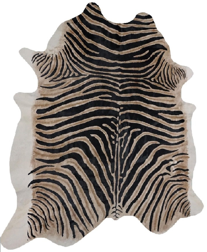 Zebra Real Stenciled Cowhide