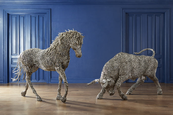 Sculpture de pipe de cheval de marche