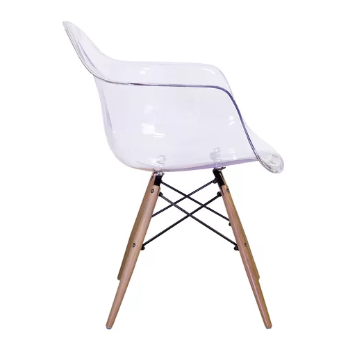 Fauteuil en plastique moulé Eames (pieds en bois naturel)