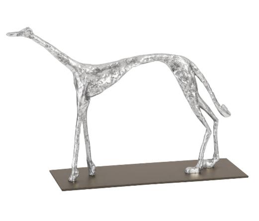 Lévrier sur socle en métal noir