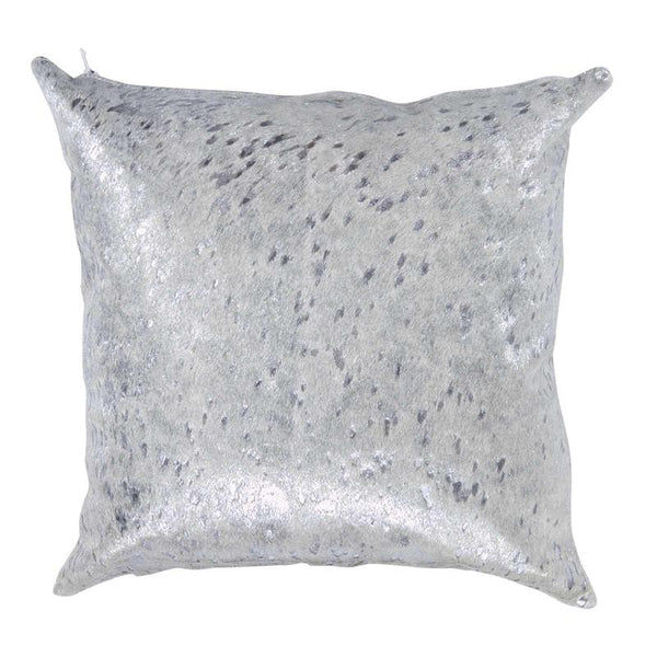 Silver and White Cowhide Cushion