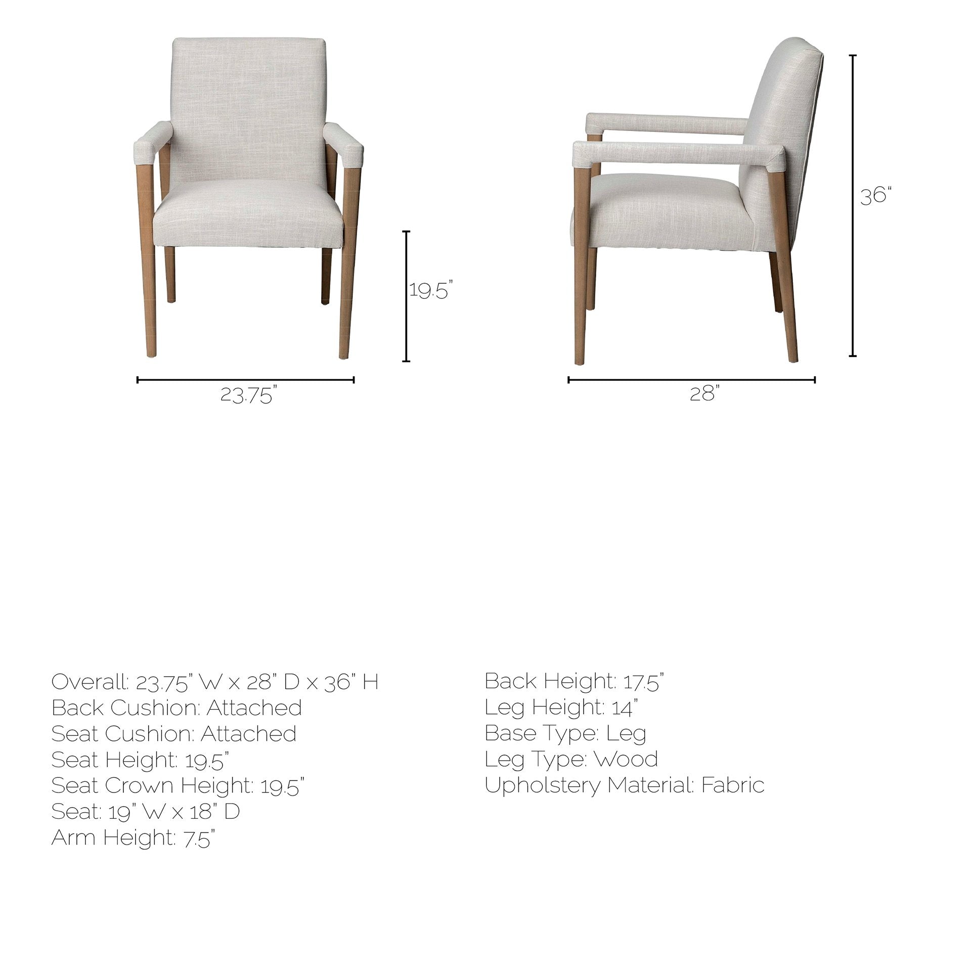 Palisades Fabric Dining Armchair