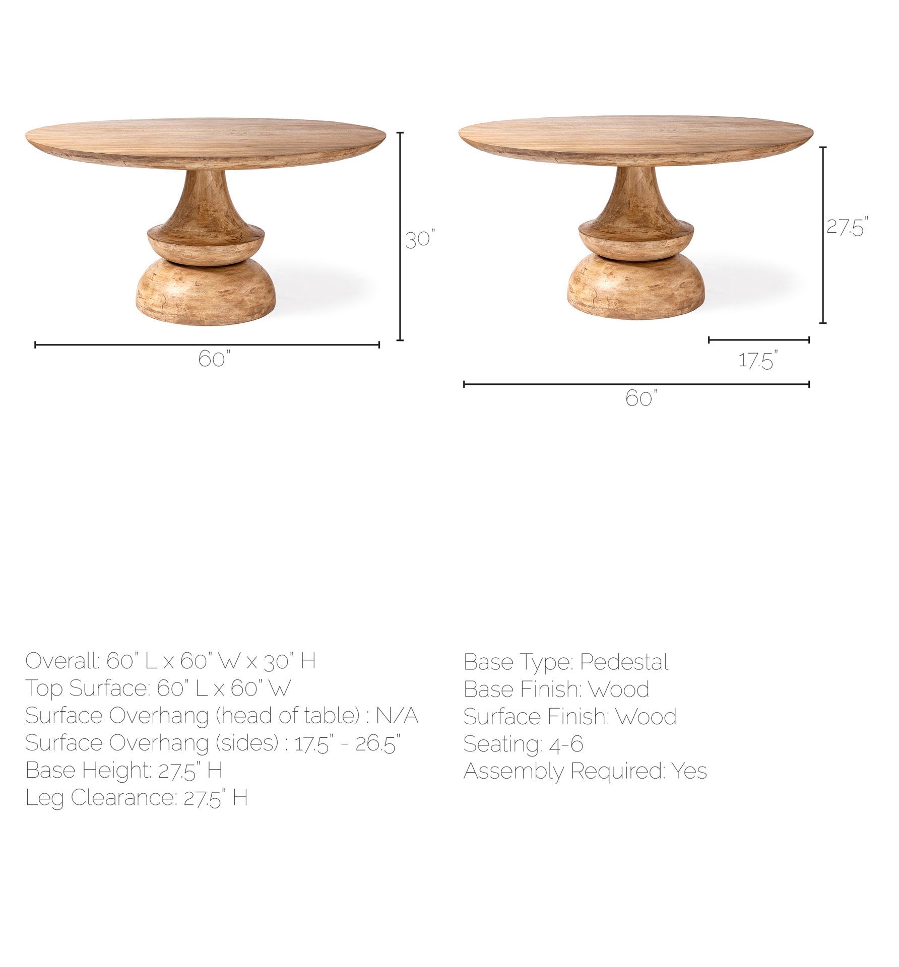 Crossman 60" Round Dining Table