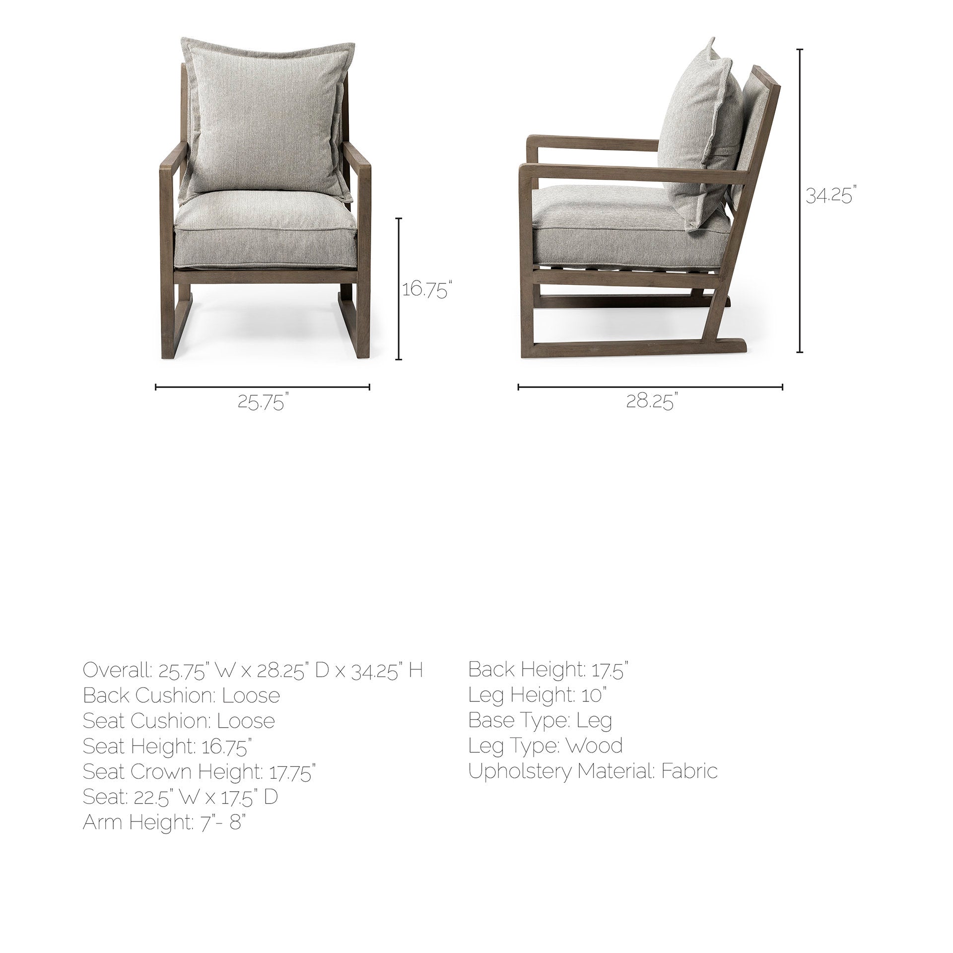 Sherlock Frost Gray Wood Frame Accent Chair