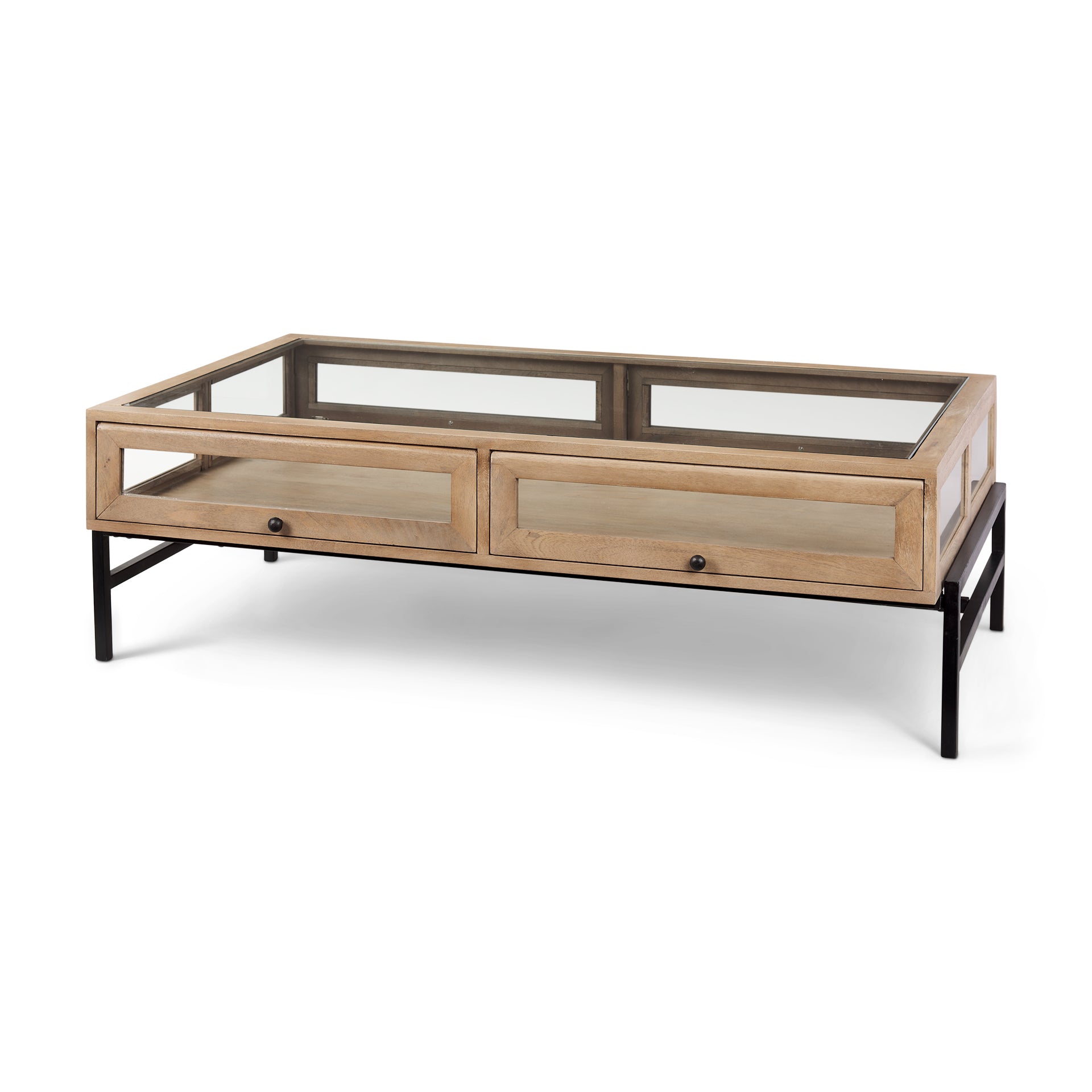 Arelius Glass-Top Coffee Table