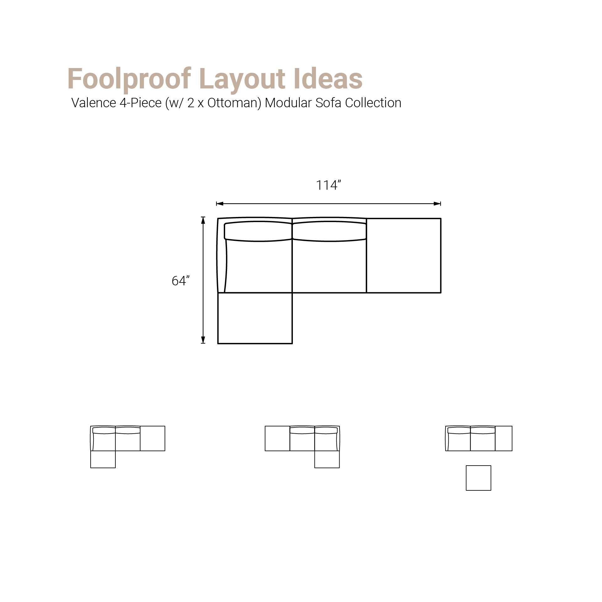 Valence 4 Piece (Incl. 2 Ottoman) Modular Sofa Set