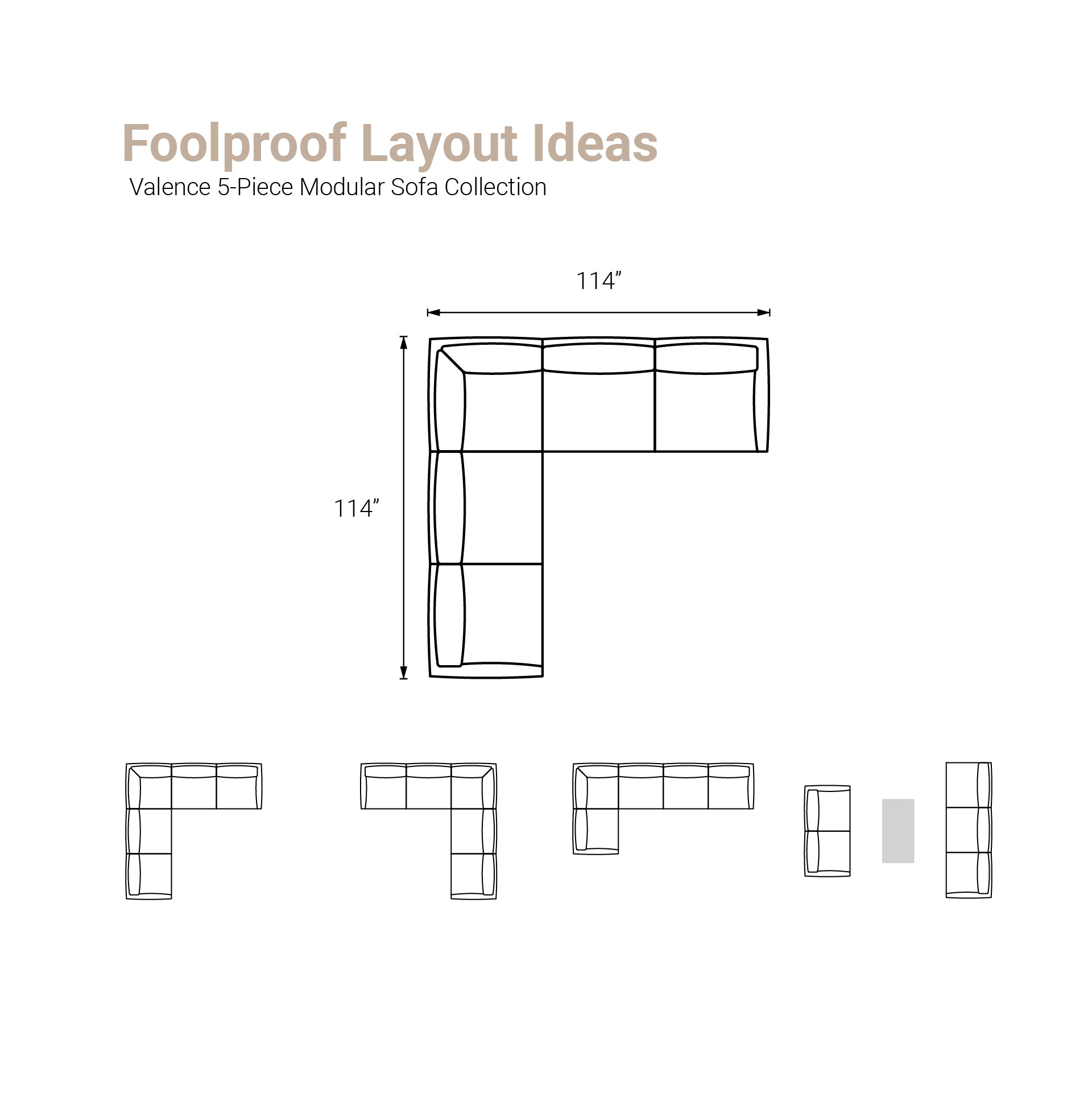 Valence 5 Piece Modular Sofa Set