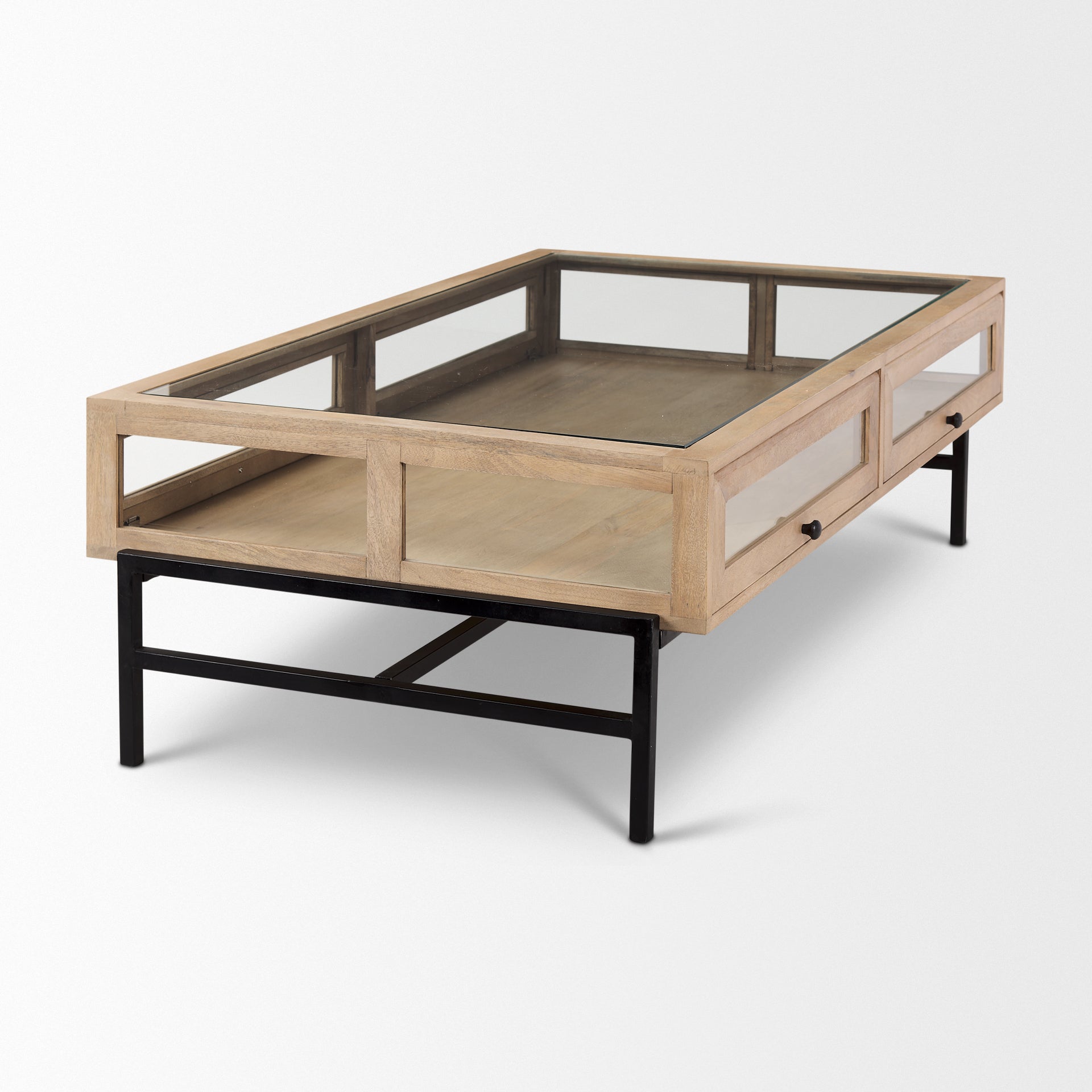 Arelius Glass-Top Coffee Table