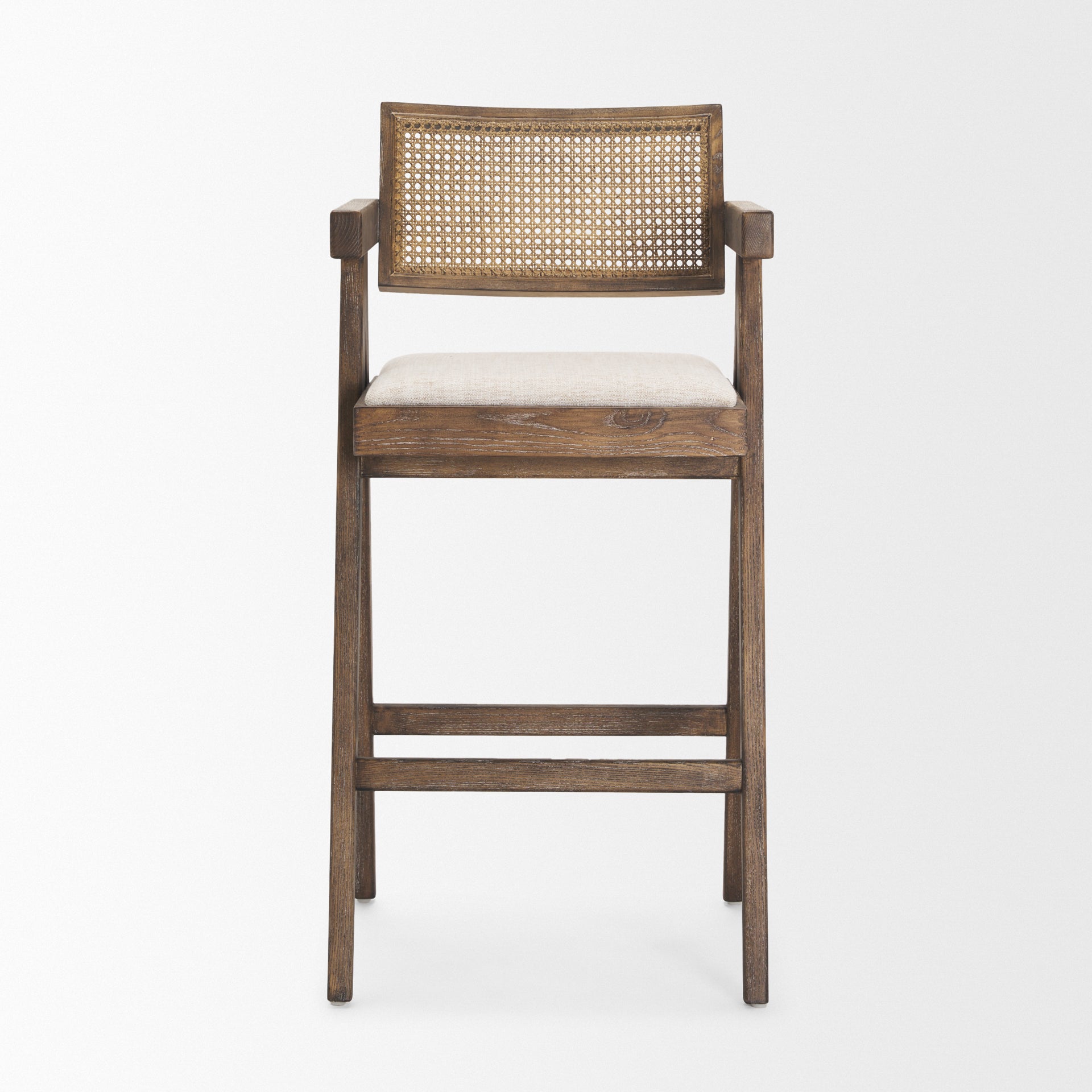 Indie Fabric/Cane Seat Bar Stool