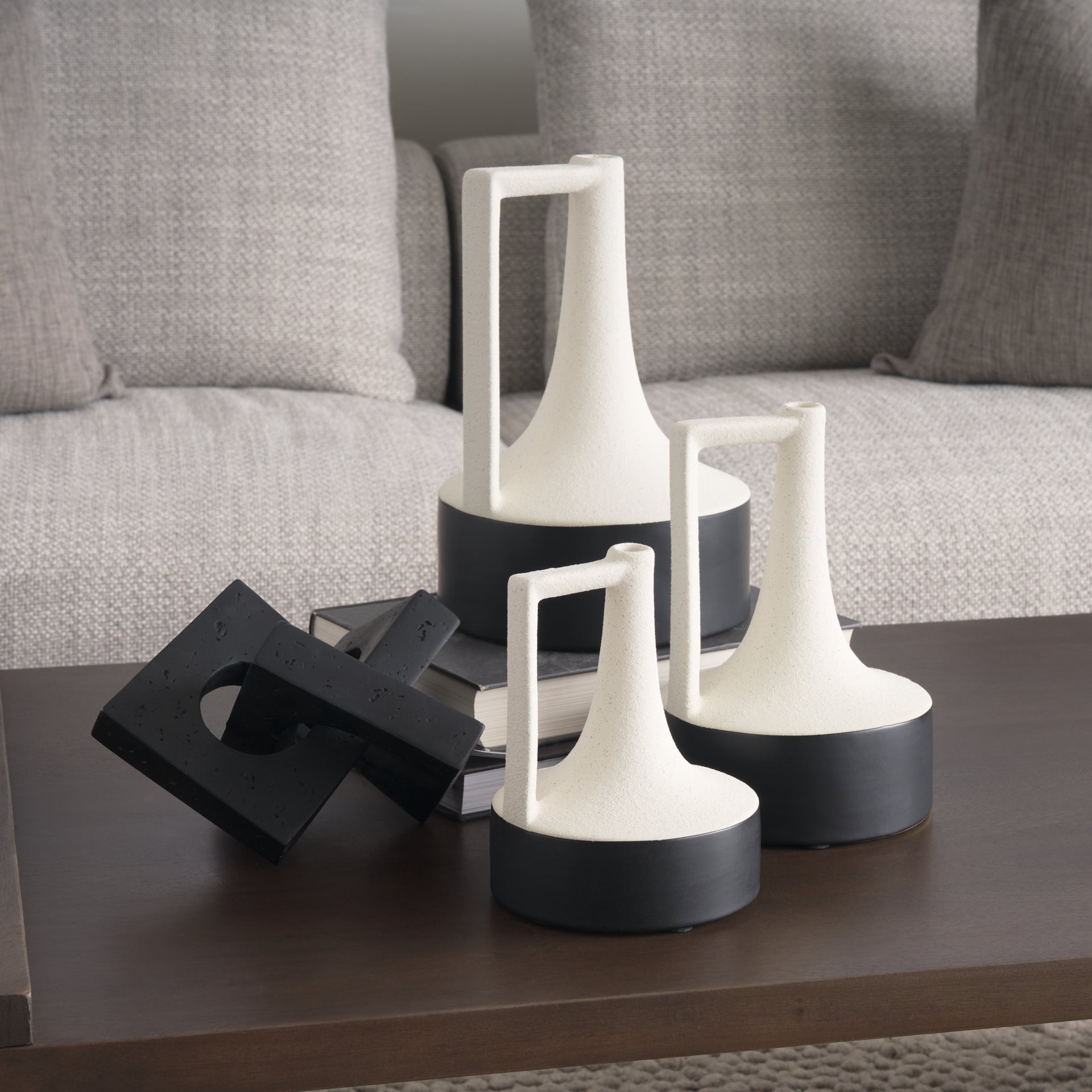 Burton White/Black Jug Vase
