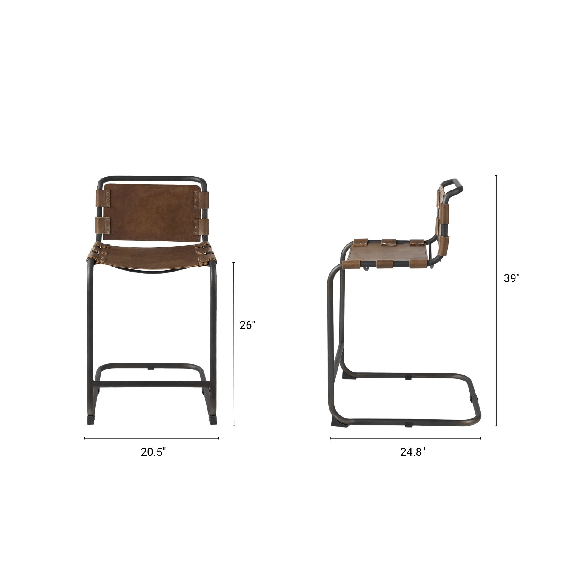 Berbick Leather Seat Counter Stool