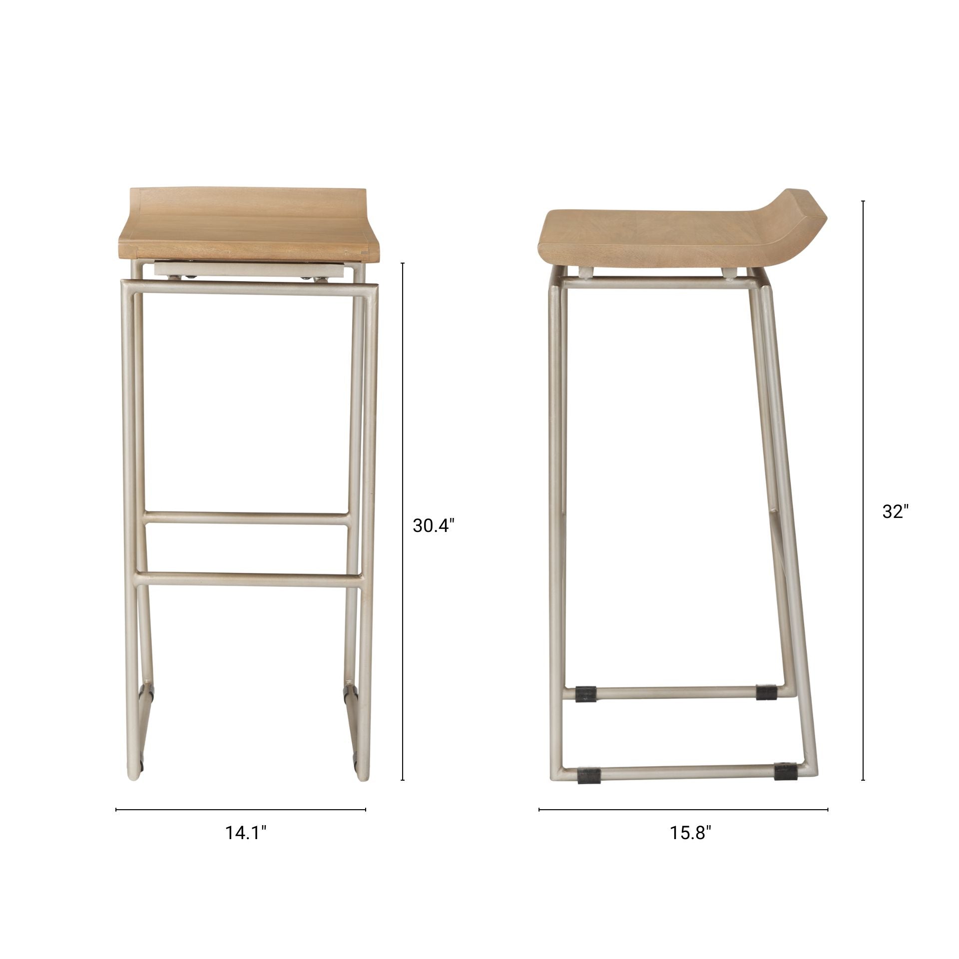 Givens Wood Seat Bar Stool