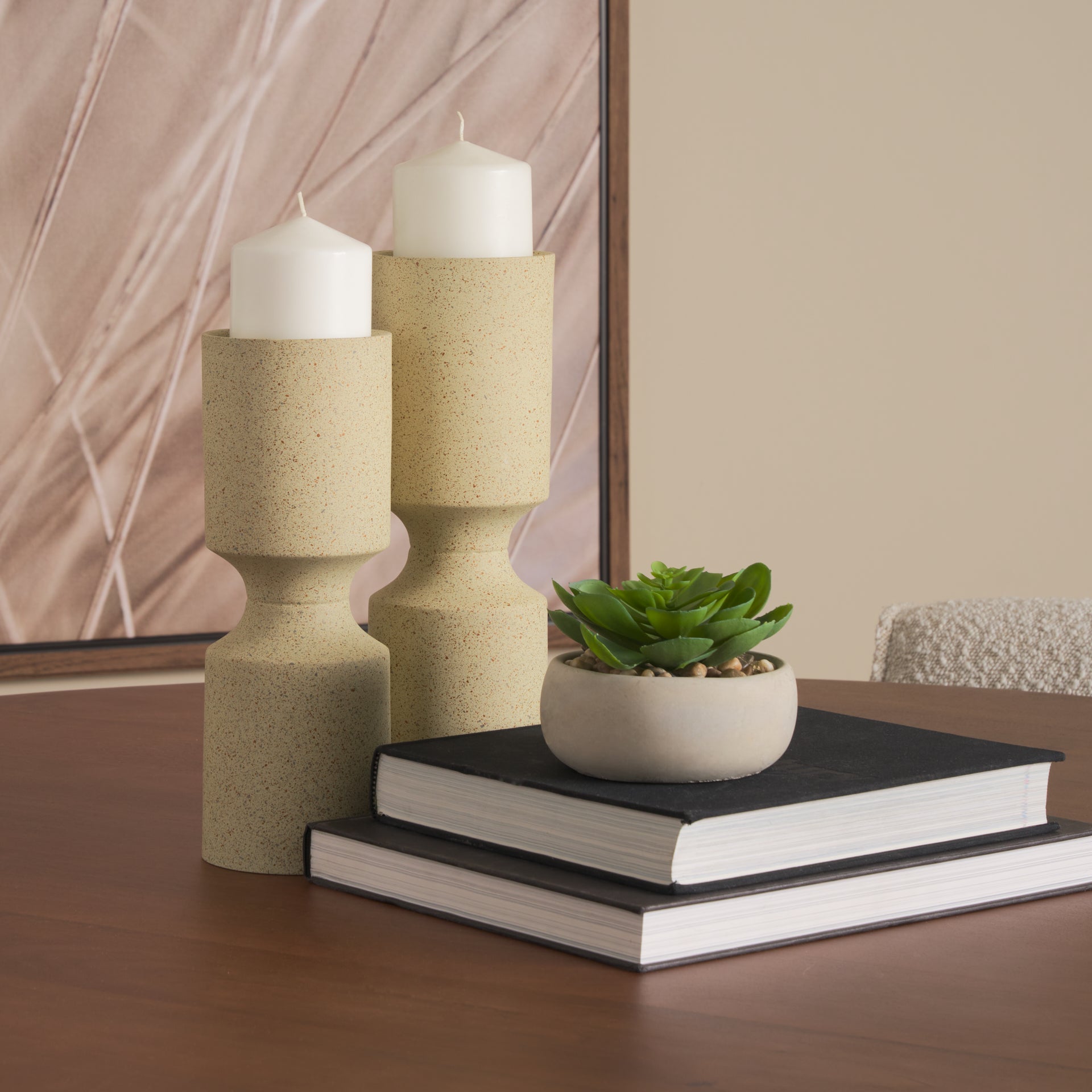 Akira Beige Candle Holder