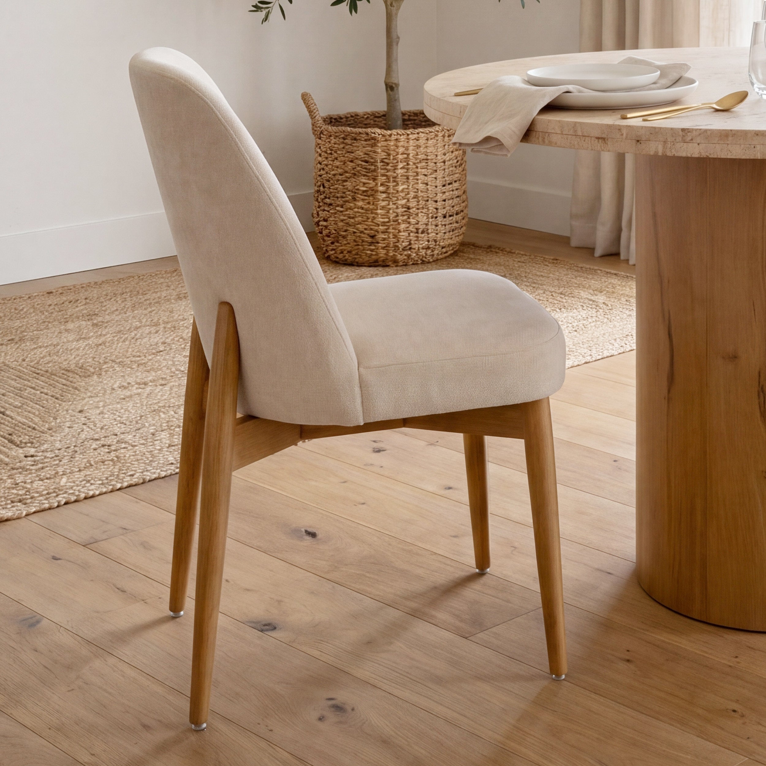 Abbie Curve Fabric Dining Chair