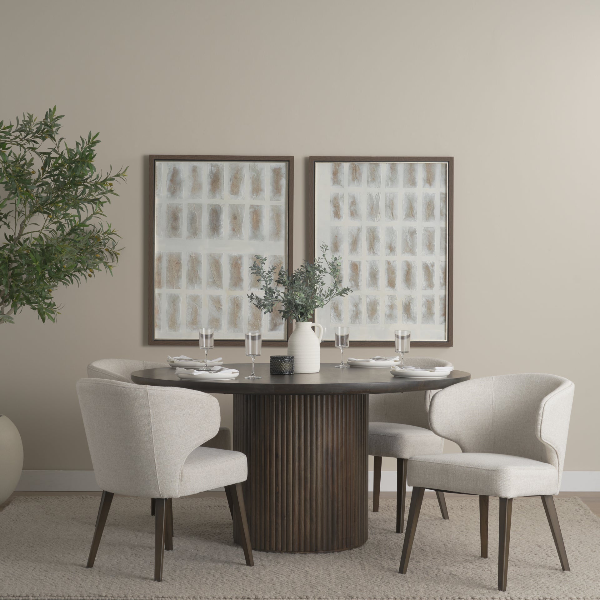 Terra Fluted Dining Table - 4 Niles Chairs