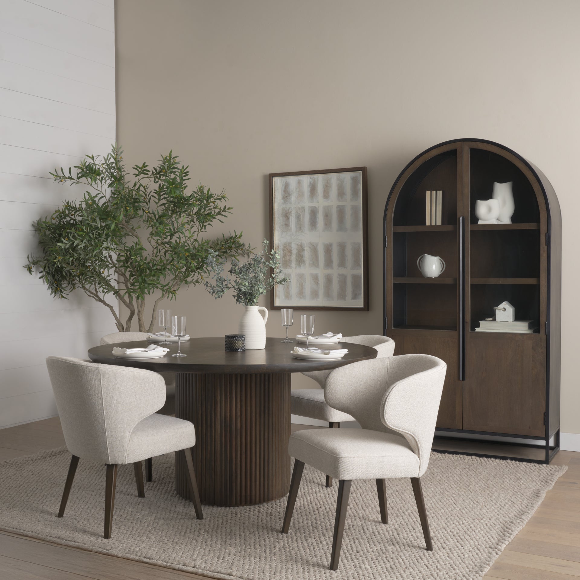 Terra Fluted Dining Table - 4 Niles Chairs - Sloan Cabinet