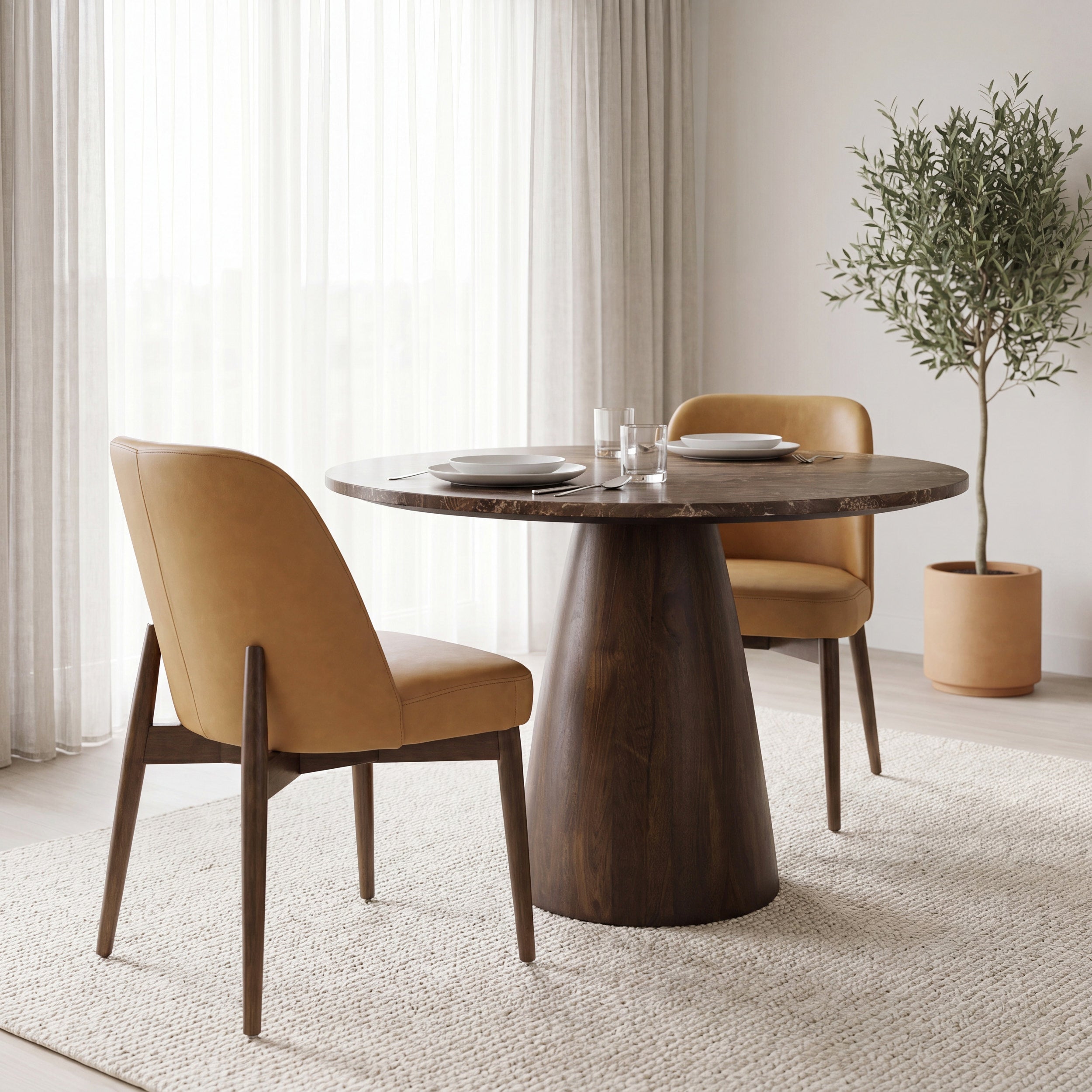 Abbie Curve Leather Contract-Grade Dining Chair