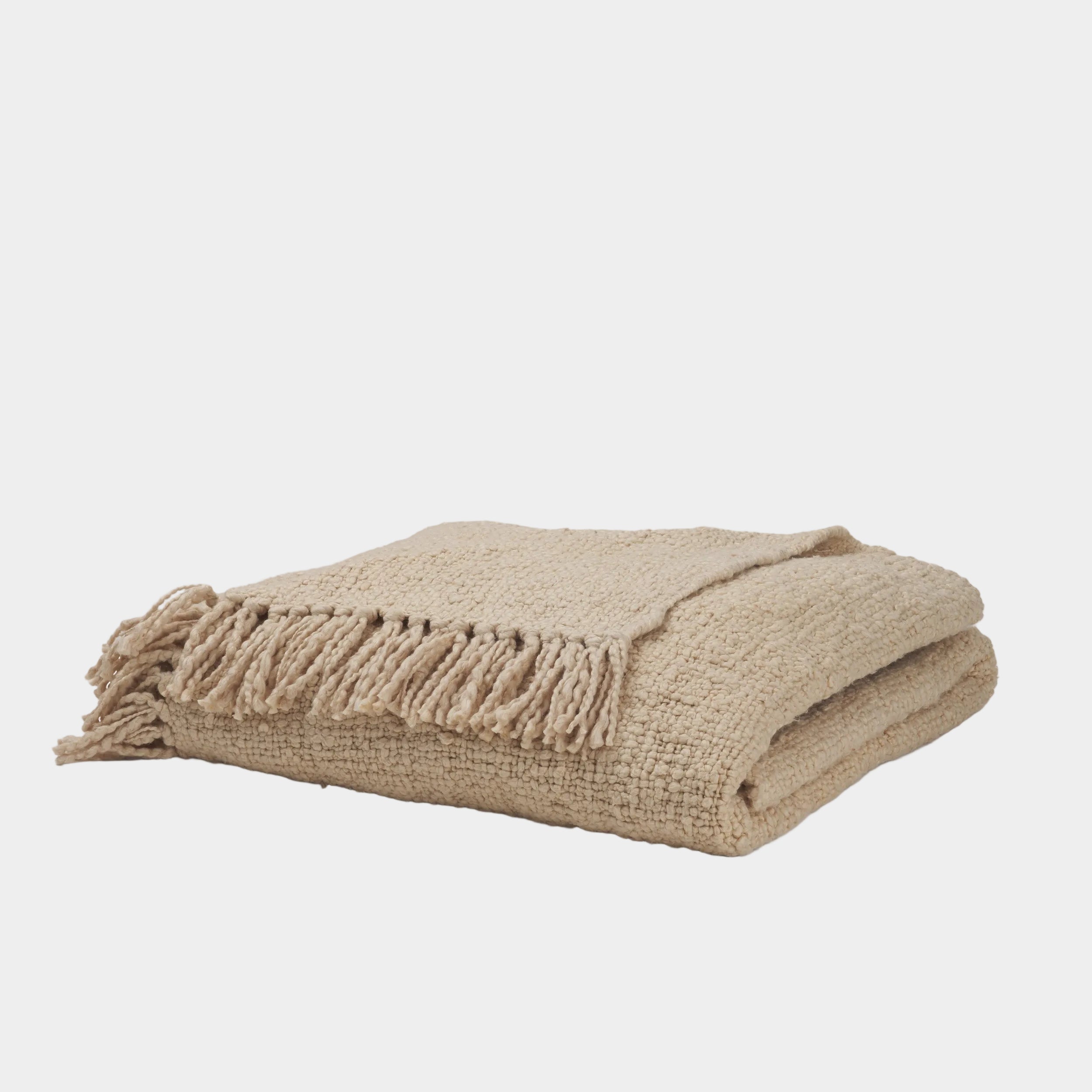 Kambal Light Beige Cotton Throw Blanket
