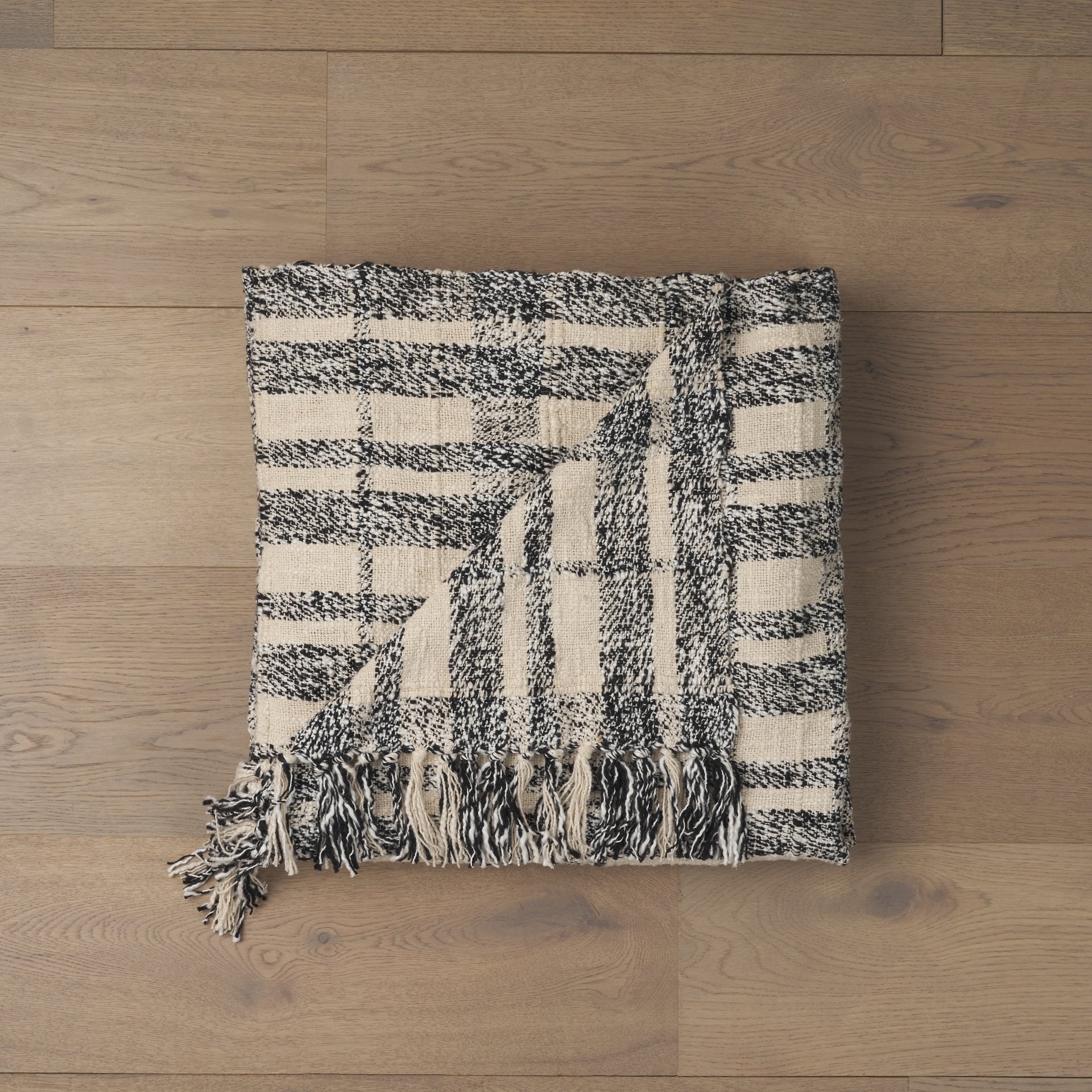 Pendle Black Plaid Cotton Throw Blanket