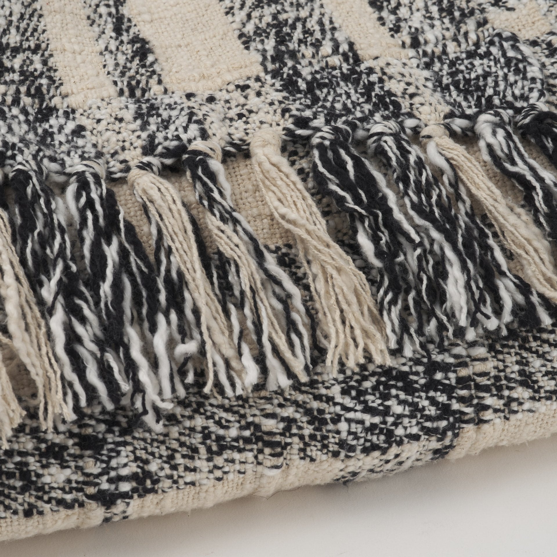 Pendle Black Plaid Cotton Throw Blanket